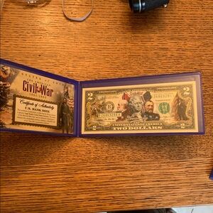 US $2 bill colorized w Civil War 150th anniversary  artwork imprinted
